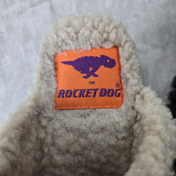 Rocket Dog Platform Clog Shoes Sz 10 Tan Suede Sherpa Y2K Chunky Slip On Mule - Picture 9 of 10